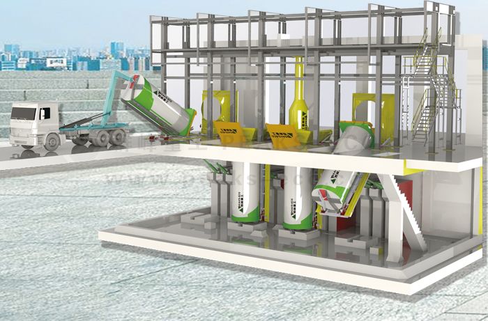 竖式垃圾中转站②（半地下、采用勾臂车）